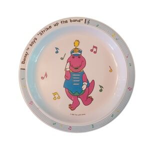 Selandia Barney Plate Kids 8.5in White Vintage 1992 Strike Up The Band